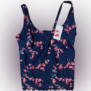 NWT Lascana Tankini Lyrca Bikini with Floral Design Swimwear Size 38D